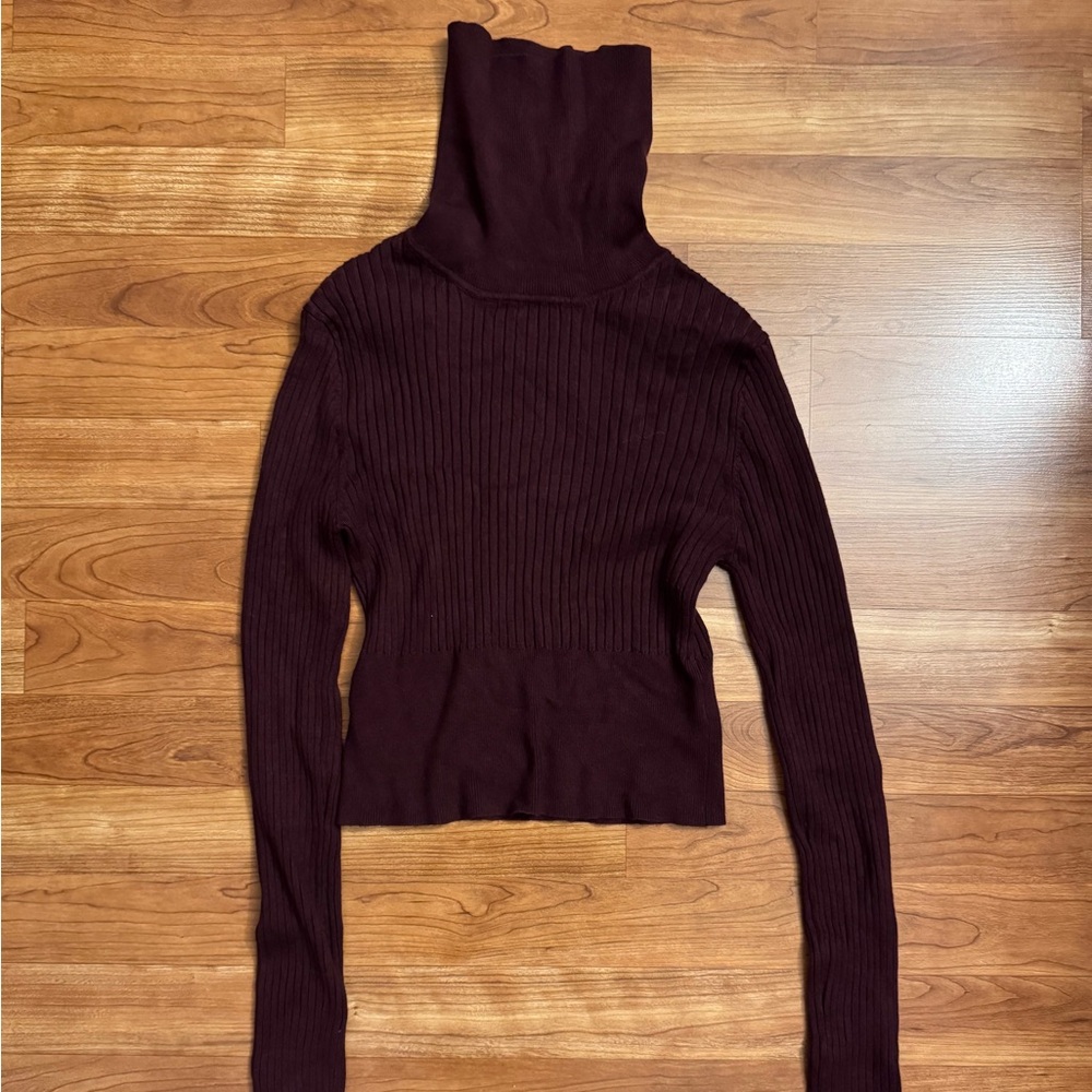 PacSun Deep Burgundy Ribbed Turtleneck Sweater